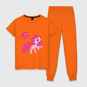 Женская пижама хлопок с принтом Малышка Пинки Пай в Курске, 100% хлопок | брюки и футболка прямого кроя, без карманов, на брюках мягкая резинка на поясе и по низу штанин | детские | детям | для детей | мой маленький пони | пинки пай | пони