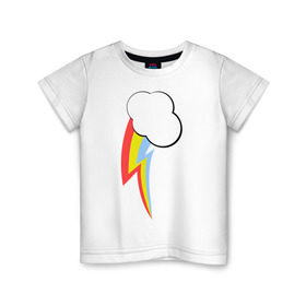 Детская футболка хлопок с принтом Радуга пони в Курске, 100% хлопок | круглый вырез горловины, полуприлегающий силуэт, длина до линии бедер | Тематика изображения на принте: детские | детям | для детей | мой маленький пони | пони | радуга