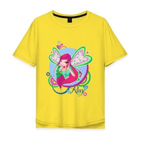 Мужская футболка хлопок Oversize с принтом WinX - Рокси в Курске, 100% хлопок | свободный крой, круглый ворот, “спинка” длиннее передней части | roxy | win x | winx | винкс | детские | детям | для детей | рокси | феи