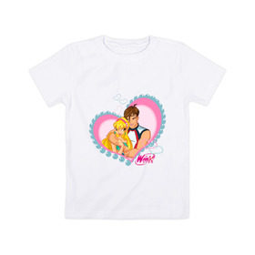 Детская футболка хлопок с принтом WinX Love- Стелла в Курске, 100% хлопок | круглый вырез горловины, полуприлегающий силуэт, длина до линии бедер | win x | winx | винкс | детские | детям | для детей | феи стелла
