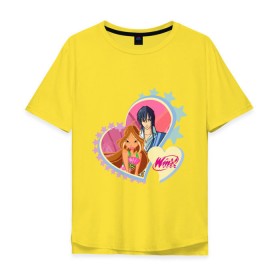 Мужская футболка хлопок Oversize с принтом WinX Love- Флора в Курске, 100% хлопок | свободный крой, круглый ворот, “спинка” длиннее передней части | 