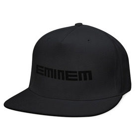 Кепка снепбек с прямым козырьком с принтом Eminem black logo в Курске, хлопок 100% |  | хип хоп