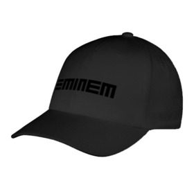 Бейсболка с принтом Eminem black logo в Курске, 100% хлопок | классический козырек, металлическая застежка-регулятор размера | хип хоп