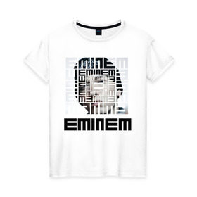 Женская футболка хлопок с принтом Eminem grey в Курске, 100% хлопок | прямой крой, круглый вырез горловины, длина до линии бедер, слегка спущенное плечо | хип хоп