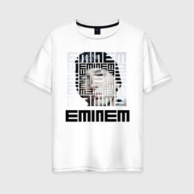 Женская футболка хлопок Oversize с принтом Eminem grey в Курске, 100% хлопок | свободный крой, круглый ворот, спущенный рукав, длина до линии бедер
 | хип хоп
