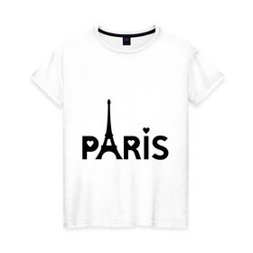 Женская футболка хлопок с принтом Paris logo в Курске, 100% хлопок | прямой крой, круглый вырез горловины, длина до линии бедер, слегка спущенное плечо | paris | париж | парис | туристические | франция | эйфелева башня