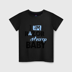 Детская футболка хлопок с принтом Razor sharp baby в Курске, 100% хлопок | круглый вырез горловины, полуприлегающий силуэт, длина до линии бедер | Тематика изображения на принте: eminem | i am razor shop baby | зарубежный рэп | музыка | репчик | рэп | эминем