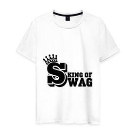 Мужская футболка хлопок с принтом King of swag в Курске, 100% хлопок | прямой крой, круглый вырез горловины, длина до линии бедер, слегка спущенное плечо. | swag | swag style | одежда сваг | сваг | сваг стиль | свег | свог | свэг