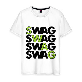 Мужская футболка хлопок с принтом Swag в квадрате в Курске, 100% хлопок | прямой крой, круглый вырез горловины, длина до линии бедер, слегка спущенное плечо. | swag | буквы | квадрат | модный | сваг | свег | свог | свэг | слова | стиль