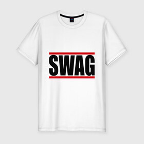Мужская футболка премиум с принтом Swag надпись в Курске, 92% хлопок, 8% лайкра | приталенный силуэт, круглый вырез ворота, длина до линии бедра, короткий рукав | swag | модный | сваг | свег | свог | свэг | стиль
