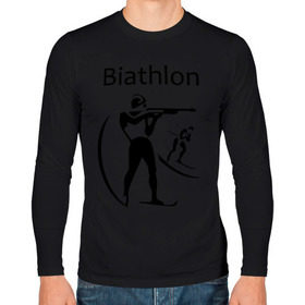 Мужской лонгслив хлопок с принтом Биатлон в Курске, 100% хлопок |  | biathlon | биатлон | спорт