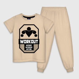 Детская пижама хлопок с принтом WORKOUT Anybody Anywhere Anytime в Курске, 100% хлопок |  брюки и футболка прямого кроя, без карманов, на брюках мягкая резинка на поясе и по низу штанин
 | work out | воркаут | кач | качалка | качалочка | качок | спорт | тренажерка | турник