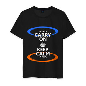 Мужская футболка хлопок с принтом Keep calm... (portal) в Курске, 100% хлопок | прямой крой, круглый вырез горловины, длина до линии бедер, слегка спущенное плечо. | keep calm | keep calm porta | сохраняйте спокойствиеl
