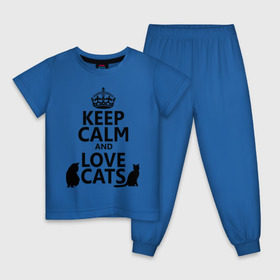 Детская пижама хлопок с принтом Keep calm and love cats. в Курске, 100% хлопок |  брюки и футболка прямого кроя, без карманов, на брюках мягкая резинка на поясе и по низу штанин
 | keep calm | keep calm and love cats | сохраняйте спокойствие