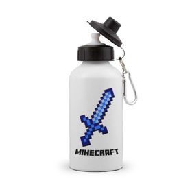 Бутылка спортивная с принтом Меч minecraft в Курске, металл | емкость — 500 мл, в комплекте две пластиковые крышки и карабин для крепления | boom | minecraft | игры | компьютерные игры | майнкрафт