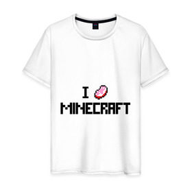 Мужская футболка хлопок с принтом I love minecraft в Курске, 100% хлопок | прямой крой, круглый вырез горловины, длина до линии бедер, слегка спущенное плечо. | boom | i love minecraft | minecraft | игры | компьютерные игры | майнкрафт | я люблю майнкрафт