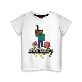 Детская футболка хлопок с принтом Шахтёрское ремесло в Курске, 100% хлопок | круглый вырез горловины, полуприлегающий силуэт, длина до линии бедер | boom | minecraft | игры | компьютерные игры | майнкрафт