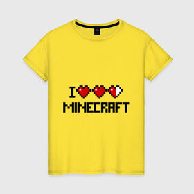 Женская футболка хлопок с принтом Я люблю minecraft в Курске, 100% хлопок | прямой крой, круглый вырез горловины, длина до линии бедер, слегка спущенное плечо | boom | i love minecraft | minecraft | игры | компьютерные игры | майнкрафт | я люблю майнкрафт