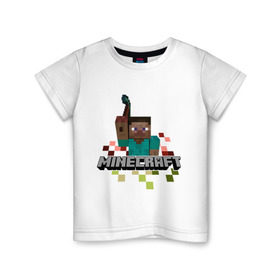 Детская футболка хлопок с принтом Шахтёр minecraft в Курске, 100% хлопок | круглый вырез горловины, полуприлегающий силуэт, длина до линии бедер | boom | minecraft | игры | компьютерные игры | майнкрафт