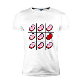 Мужская футболка премиум с принтом Сердца minecraft в Курске, 92% хлопок, 8% лайкра | приталенный силуэт, круглый вырез ворота, длина до линии бедра, короткий рукав | boom | minecraft | игры | компьютерные игры | майнкрафт