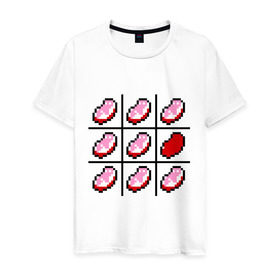 Мужская футболка хлопок с принтом Сердца minecraft в Курске, 100% хлопок | прямой крой, круглый вырез горловины, длина до линии бедер, слегка спущенное плечо. | boom | minecraft | игры | компьютерные игры | майнкрафт