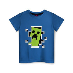 Детская футболка хлопок с принтом Crash Minecraft в Курске, 100% хлопок | круглый вырез горловины, полуприлегающий силуэт, длина до линии бедер | Тематика изображения на принте: boom | media | minecraft | игры | компьютерные игры | майнкрафт