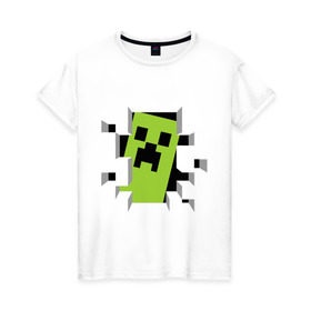 Женская футболка хлопок с принтом Crash Minecraft в Курске, 100% хлопок | прямой крой, круглый вырез горловины, длина до линии бедер, слегка спущенное плечо | boom | media | minecraft | игры | компьютерные игры | майнкрафт