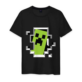 Мужская футболка хлопок с принтом Crash Minecraft в Курске, 100% хлопок | прямой крой, круглый вырез горловины, длина до линии бедер, слегка спущенное плечо. | Тематика изображения на принте: boom | media | minecraft | игры | компьютерные игры | майнкрафт