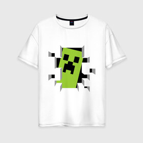 Женская футболка хлопок Oversize с принтом Crash Minecraft в Курске, 100% хлопок | свободный крой, круглый ворот, спущенный рукав, длина до линии бедер
 | boom | media | minecraft | игры | компьютерные игры | майнкрафт