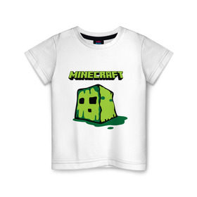 Детская футболка хлопок с принтом Creeper в Курске, 100% хлопок | круглый вырез горловины, полуприлегающий силуэт, длина до линии бедер | boom | minecraft | игры | компьютерные игры | майнкрафт