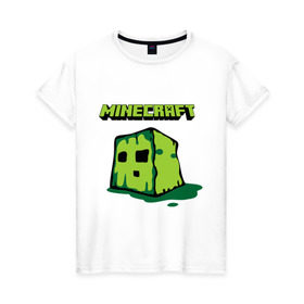 Женская футболка хлопок с принтом Creeper в Курске, 100% хлопок | прямой крой, круглый вырез горловины, длина до линии бедер, слегка спущенное плечо | boom | minecraft | игры | компьютерные игры | майнкрафт