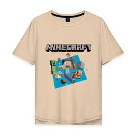 Мужская футболка хлопок Oversize с принтом Heroes of Minecraft в Курске, 100% хлопок | свободный крой, круглый ворот, “спинка” длиннее передней части | boom | minecraft | игры | компьютерные игры | майнкрафт