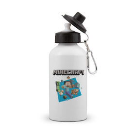 Бутылка спортивная с принтом Heroes of Minecraft в Курске, металл | емкость — 500 мл, в комплекте две пластиковые крышки и карабин для крепления | boom | minecraft | игры | компьютерные игры | майнкрафт
