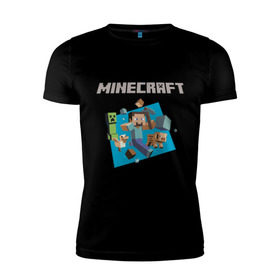 Мужская футболка премиум с принтом Heroes of Minecraft в Курске, 92% хлопок, 8% лайкра | приталенный силуэт, круглый вырез ворота, длина до линии бедра, короткий рукав | Тематика изображения на принте: boom | minecraft | игры | компьютерные игры | майнкрафт