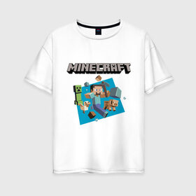 Женская футболка хлопок Oversize с принтом Heroes of Minecraft в Курске, 100% хлопок | свободный крой, круглый ворот, спущенный рукав, длина до линии бедер
 | boom | minecraft | игры | компьютерные игры | майнкрафт
