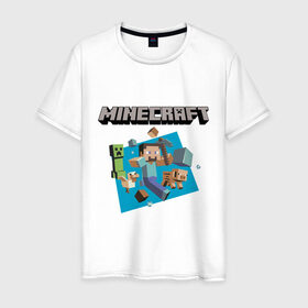 Мужская футболка хлопок с принтом Heroes of Minecraft в Курске, 100% хлопок | прямой крой, круглый вырез горловины, длина до линии бедер, слегка спущенное плечо. | Тематика изображения на принте: boom | minecraft | игры | компьютерные игры | майнкрафт