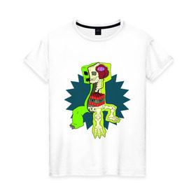 Женская футболка хлопок с принтом The creeper в Курске, 100% хлопок | прямой крой, круглый вырез горловины, длина до линии бедер, слегка спущенное плечо | крипер
