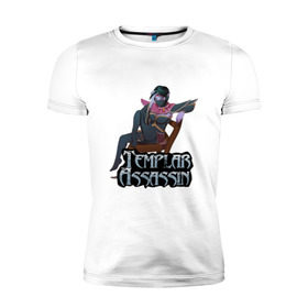 Мужская футболка премиум с принтом Templar assassin в Курске, 92% хлопок, 8% лайкра | приталенный силуэт, круглый вырез ворота, длина до линии бедра, короткий рукав | dota | dota 2 | дота | дота 2 | компьютерные игры | персонаж доты