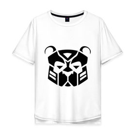 Мужская футболка хлопок Oversize с принтом Pandabot в Курске, 100% хлопок | свободный крой, круглый ворот, “спинка” длиннее передней части | 