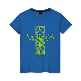 Женская футболка хлопок с принтом Creeper hugs в Курске, 100% хлопок | прямой крой, круглый вырез горловины, длина до линии бедер, слегка спущенное плечо | creeper | minecraft | игры | компьютерные игры