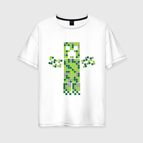 Женская футболка хлопок Oversize с принтом Creeper hugs в Курске, 100% хлопок | свободный крой, круглый ворот, спущенный рукав, длина до линии бедер
 | creeper | minecraft | игры | компьютерные игры