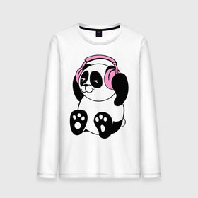 Мужской лонгслив хлопок с принтом Panda in headphones (панда в наушниках) в Курске, 100% хлопок |  | Тематика изображения на принте: панда