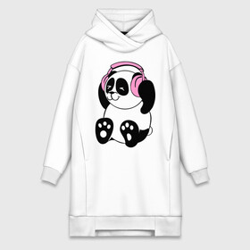 Платье-худи хлопок с принтом Panda in headphones (панда в наушниках) в Курске,  |  | панда