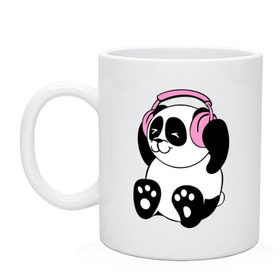 Кружка с принтом Panda in headphones (панда в наушниках) в Курске, керамика | объем — 330 мл, диаметр — 80 мм. Принт наносится на бока кружки, можно сделать два разных изображения | панда