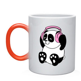 Кружка хамелеон с принтом Panda in headphones (панда в наушниках) в Курске, керамика | меняет цвет при нагревании, емкость 330 мл | панда