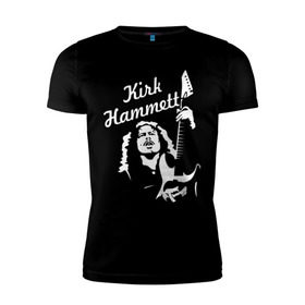 Мужская футболка премиум с принтом Kirk Hammett (Metallica) в Курске, 92% хлопок, 8% лайкра | приталенный силуэт, круглый вырез ворота, длина до линии бедра, короткий рукав | металлика