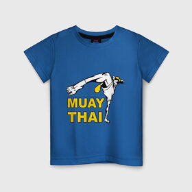 Детская футболка хлопок с принтом Muay thai (Тайский бокс) в Курске, 100% хлопок | круглый вырез горловины, полуприлегающий силуэт, длина до линии бедер | Тематика изображения на принте: муай тай