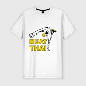 Мужская футболка премиум с принтом Muay thai (Тайский бокс) в Курске, 92% хлопок, 8% лайкра | приталенный силуэт, круглый вырез ворота, длина до линии бедра, короткий рукав | муай тай