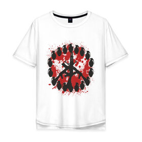 Мужская футболка хлопок Oversize с принтом знак peace мир оружием в Курске, 100% хлопок | свободный крой, круглый ворот, “спинка” длиннее передней части | peace | знак peace мир оружие | мир