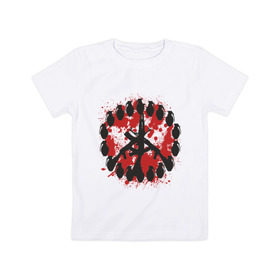 Детская футболка хлопок с принтом знак peace мир оружием в Курске, 100% хлопок | круглый вырез горловины, полуприлегающий силуэт, длина до линии бедер | peace | знак peace мир оружие | мир